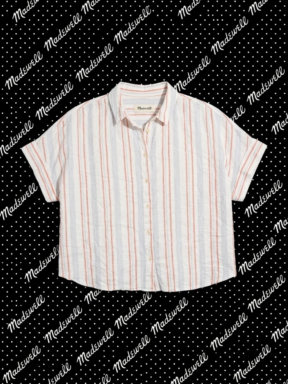 ​Madewell Central Shirt in Textured Stripe  | Blue & Orange Vertical Stripes